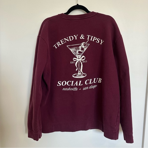Trendy and Tipsy Sweaters - Women's Burgundy Crew Neck Sweater